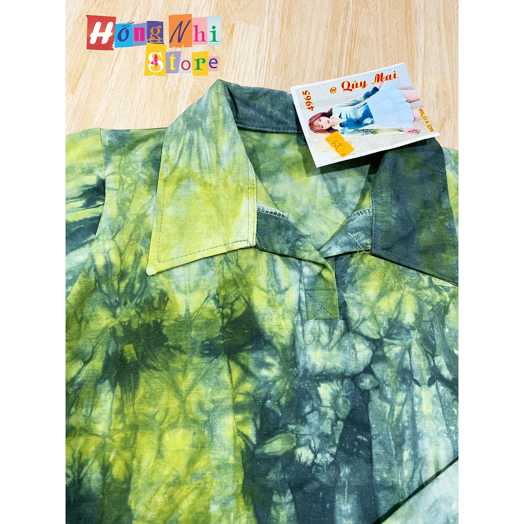 Áo Thun Tie Dye Polo Croptop Body, Thun Cổ Trụ Loang Màu Tay Dài Dáng Ôm