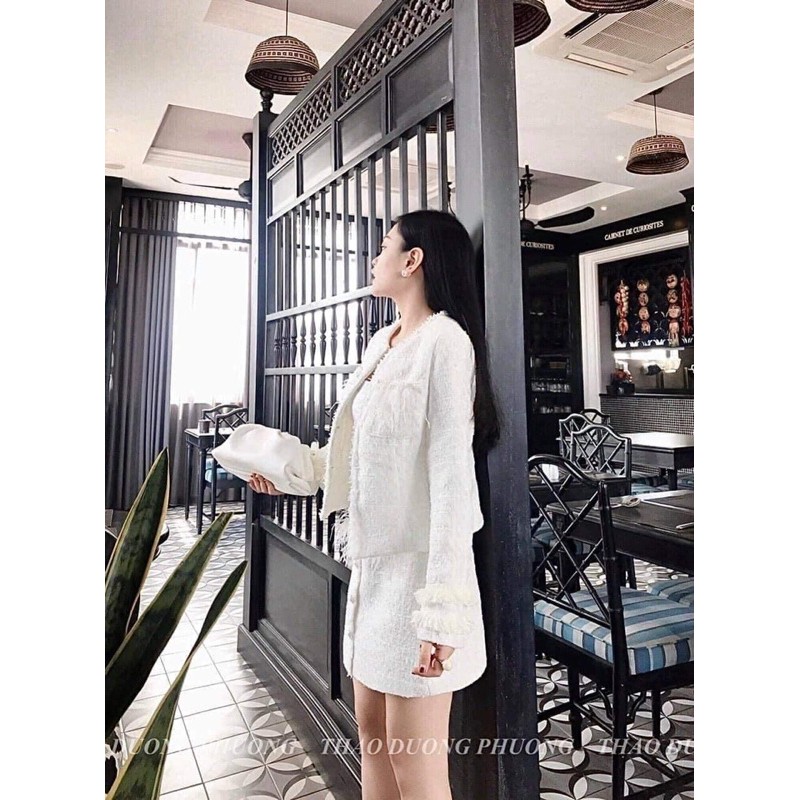 set dạ trắng đính đá