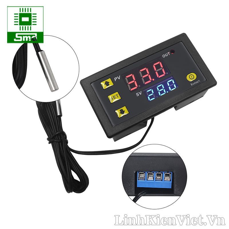 Thiết bị Điều khiển nhiệt độ W3230 temperature control 12V 24V Cảm biến nhiệt bật tắt điều khiển quạt, máy ấp trứng sấy