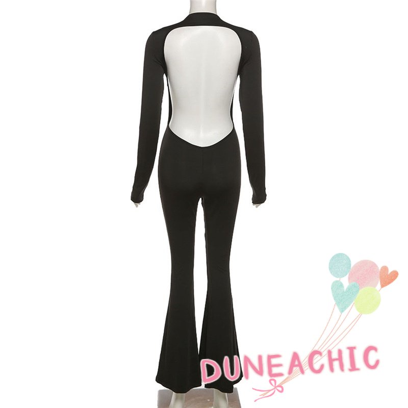 DUNEA Áo liền quần Dài Tay Hở Lưng Gợi Cảm Dành Cho Nữ