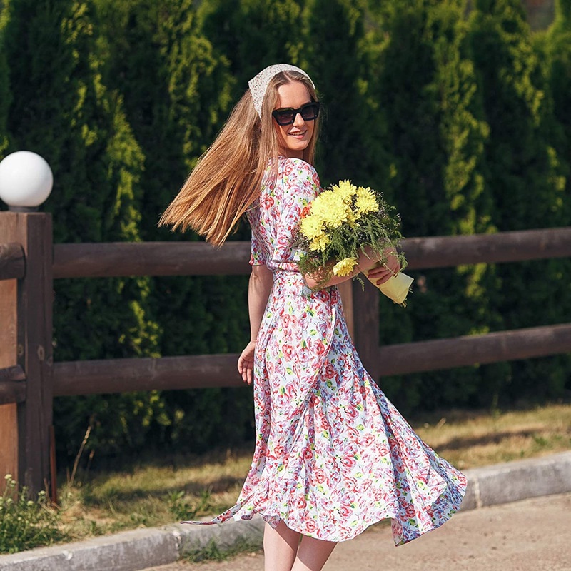 Băng Đô Co Giãn In Họa Tiết Hoa Phong Cách Bohemian Có Thể Điều Chỉnh Cho Nữ