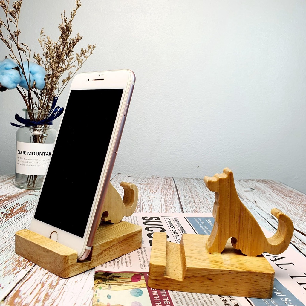Giá đỡ điện thoại nhiều hình ngộ nghĩnh đáng yêu chất liệu gỗ tự nhiên Minhome