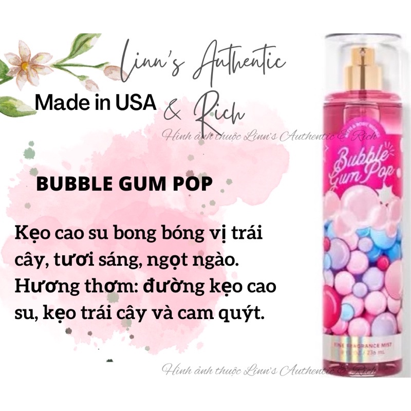Auth_ BUBBLE GUM POP | ORANGE VANILLA TWIST | COTTON CANDY CLOUDS - Xịt Thơm Toàn Thân Body Mist Bath & Body Works