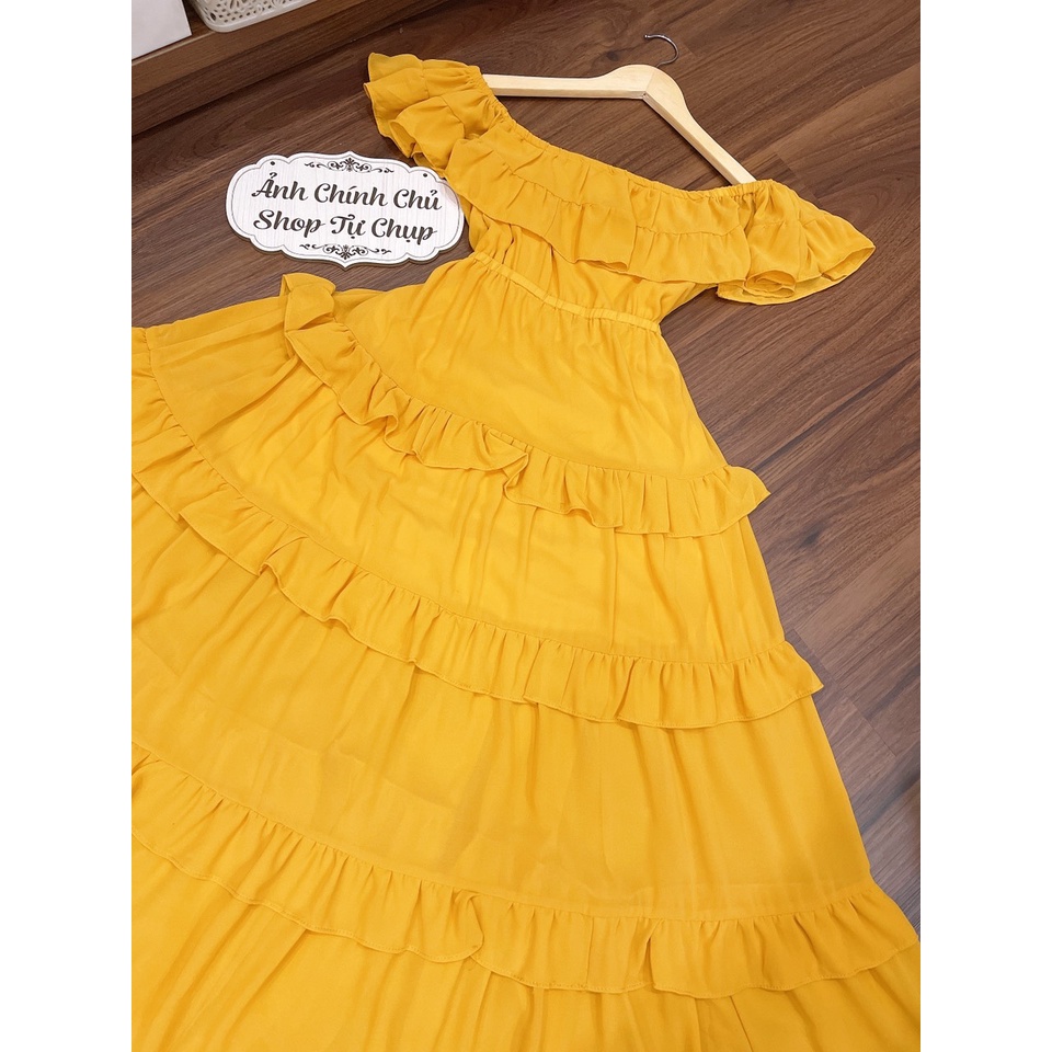 Đầm Maxi Nhún Bèo Bẹt Vai