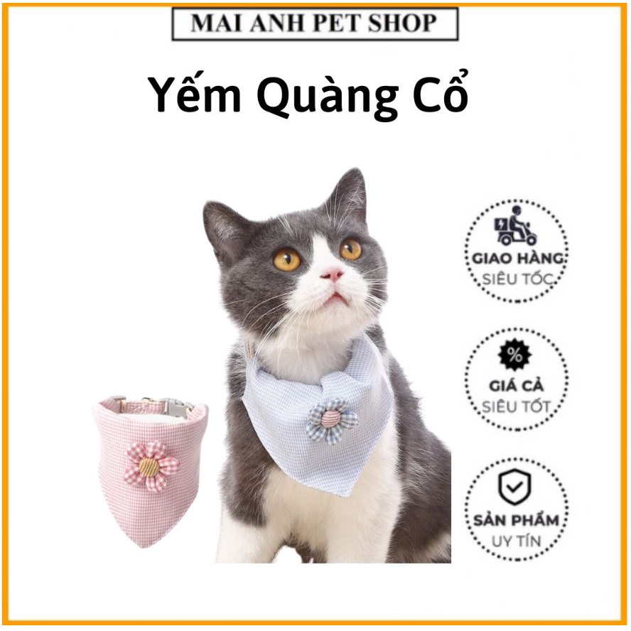 Yếm Vải/ Khăn Quàng Cổ Cho Chó Mèo Nơ Hoa Phong Cách Hàn Quốc