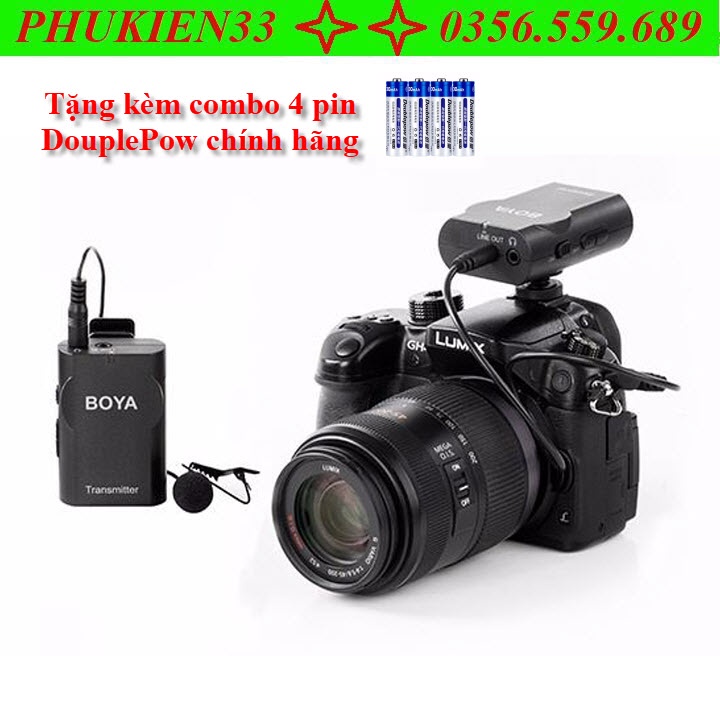 (Quà tặng trị giá 149k) Boya BY-WM4 Pro K1 micro không dây chất lượng tặng kèm combo 4 pin sạc DoublePow chính hãng