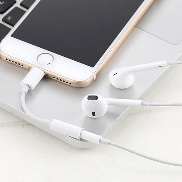 Jack chuyển đổi tai nghe ip sang jack chân tròn 3.5mm, đầu cáp chuyển đổi âm thanh livestream cho điện thoại ip