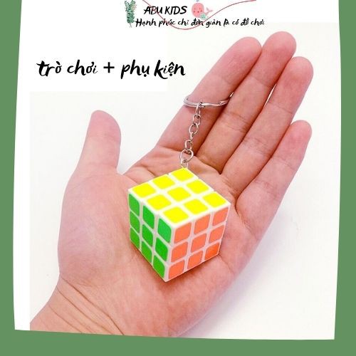 Móc khóa kiêm đồ chơi RUBIK 3X3 - Rubik lập phương màu sắc tích hợp móc khóa tiện dụng A388