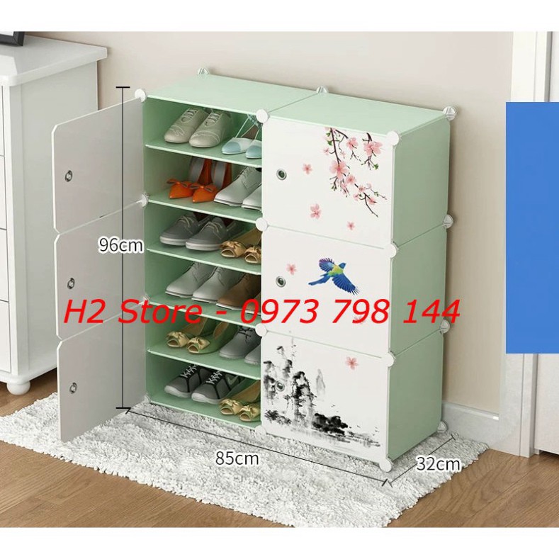 - TỦ NHỰA ĐỰNG GIÀY DÉP KIỂU MỚI 12 Ô (chia ô) CỬA HOA ĐÀO