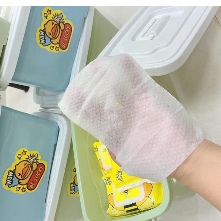 Thùng 10 gói Khăn giấy ướt vịt vàng nội địa Trung, an toàn, tiện lợi (80 tờ/ gói)