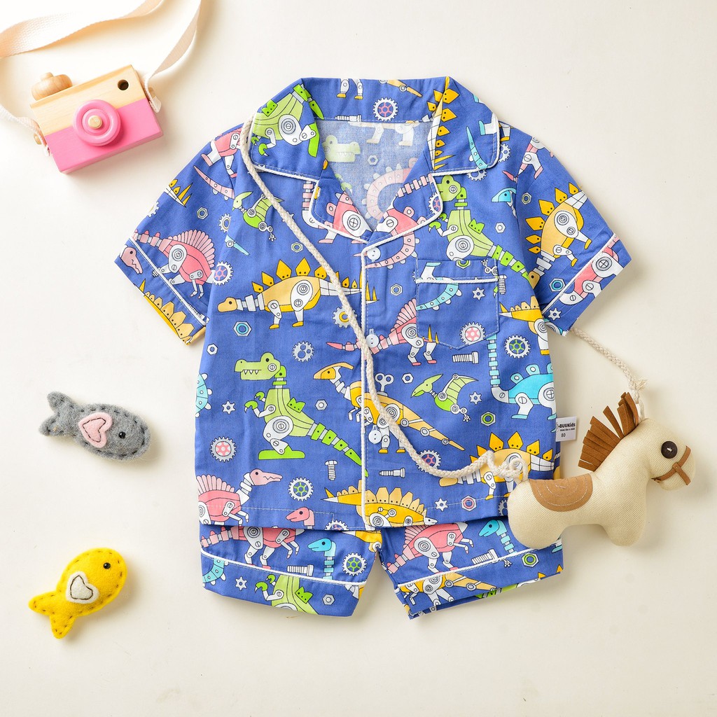 Bộ đồ ngủ pyjama quần đùi áo cộc tay họa tiết dễ thương cho bé BR21002 - MAGICKIDS