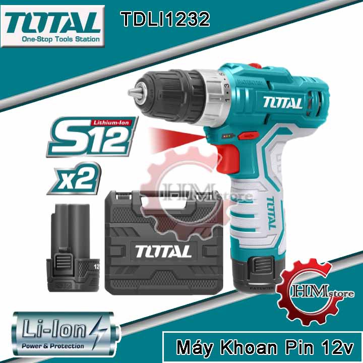 [Chính hãng] Máy Khoan dùng pin Li-ion 12V TOTAL TDLI1232- Máy khoan pin cầm tay 12v