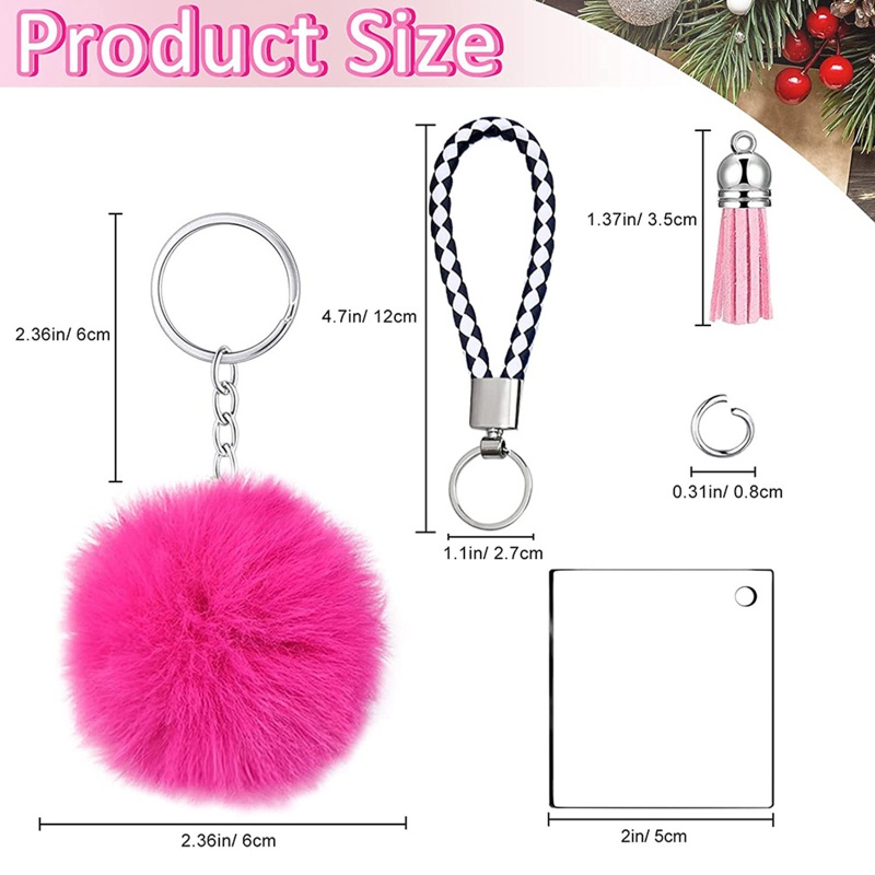 Set 126 Móc Khóa Acrylic Trong Suốt Kèm Tua Rua