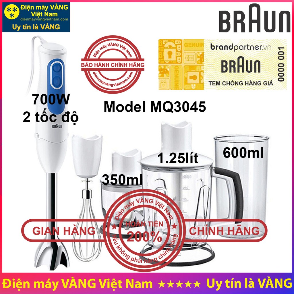 [Mã ELHA22 giảm 6% đơn 300K] Máy xay cầm tay Braun MQ5000 MQ5200 MQ5235 MQ5245 MQ3045 MQ9047 X MQ7045 - Hàng chính hãng