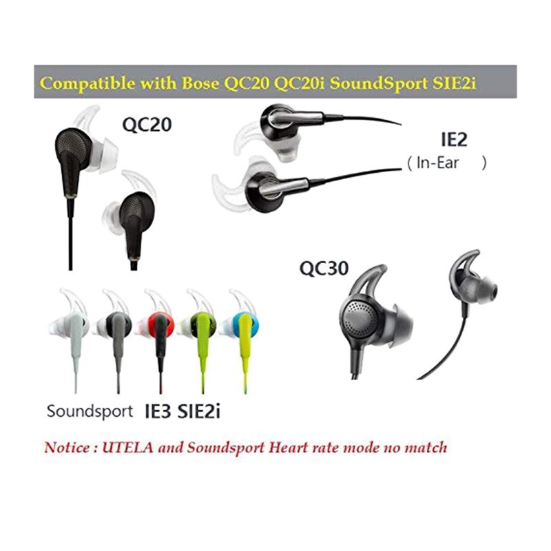 Replace Noise Isolation Ears for Bose Ear Tips Qc20 QC30 Black