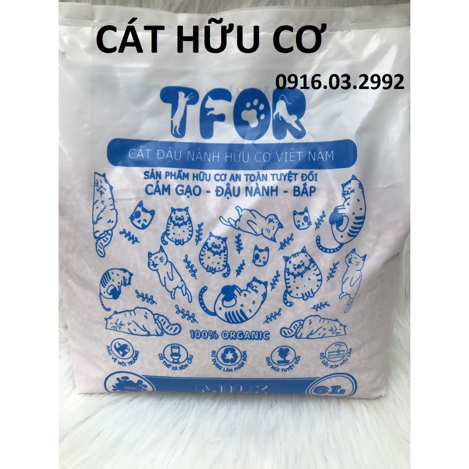 Cát đậu phụ Tfor 6L không bụi giảm mùi hôi, Cát vệ sinh xả bồn cầu