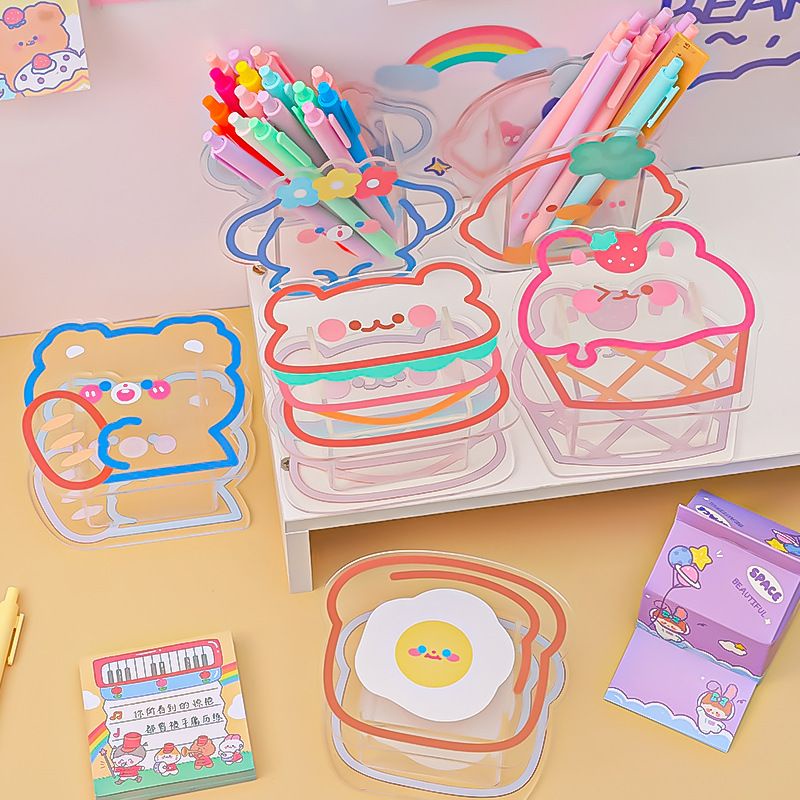 Hộp đựng bút/Ống cắm bút nhựa Acrylic kiểu dáng hoạt hình thú siêu xinh