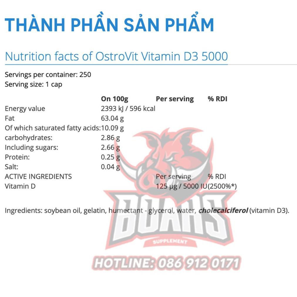 VITAMIN D3  - TĂNG CƯỜNG MIỄN DỊCH, HỖ TRỢ XƯƠNG KHỚP, CƠ BẮP VITAMIN D3 5000 IU (250 VIÊN)