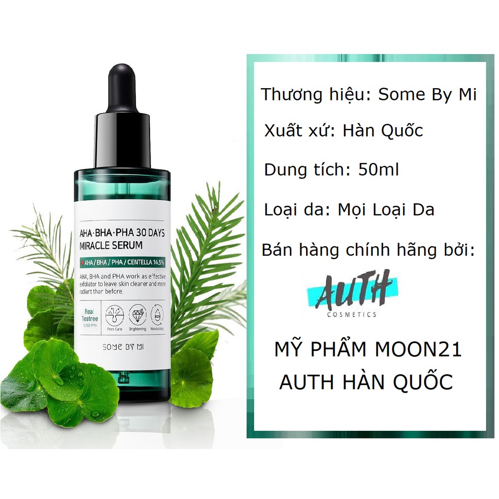 Serum Some By Mi, Tinh chất ngừa mụn hiệu quả cho da mụn Some By Mi AHA-BHA-PHA 30 Days Miracle Serum 50ml Auth Hàn Quốc