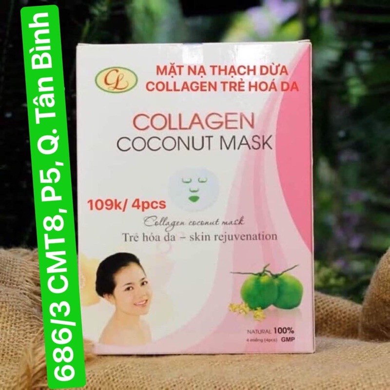 1 HỘP 4 GÓI MẶT NẠ DỪA COLLAGEN CỬU LONG PHỤC HỒI VÀ TÁI TẠO DA