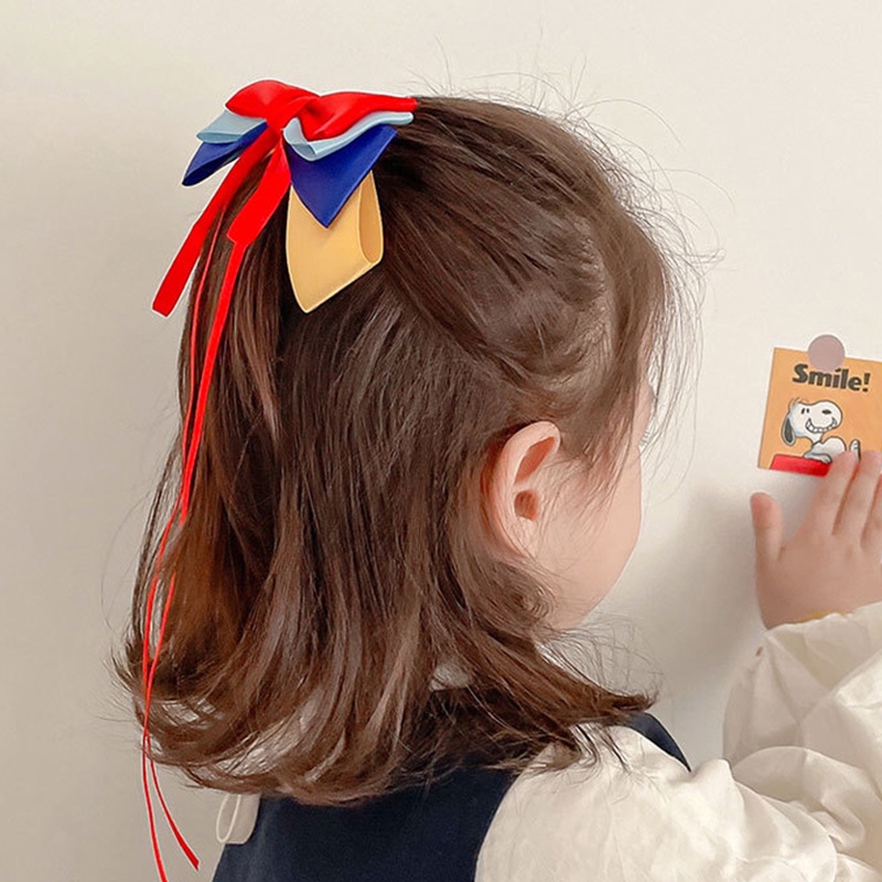 Kẹp Tóc Nơ Ruy Băng Màu Sắc Dễ Thương Cho Bé Gái AKKU