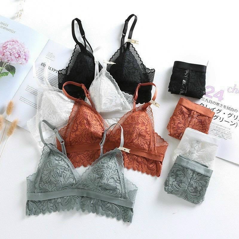 Bộ đồ lót 💓 f̲r̲e̲e̲s̲h̲i̲p̲ 💓 B024 AG ren không gọng mút mỏng siêu phẩm 2021 | BigBuy360 - bigbuy360.vn