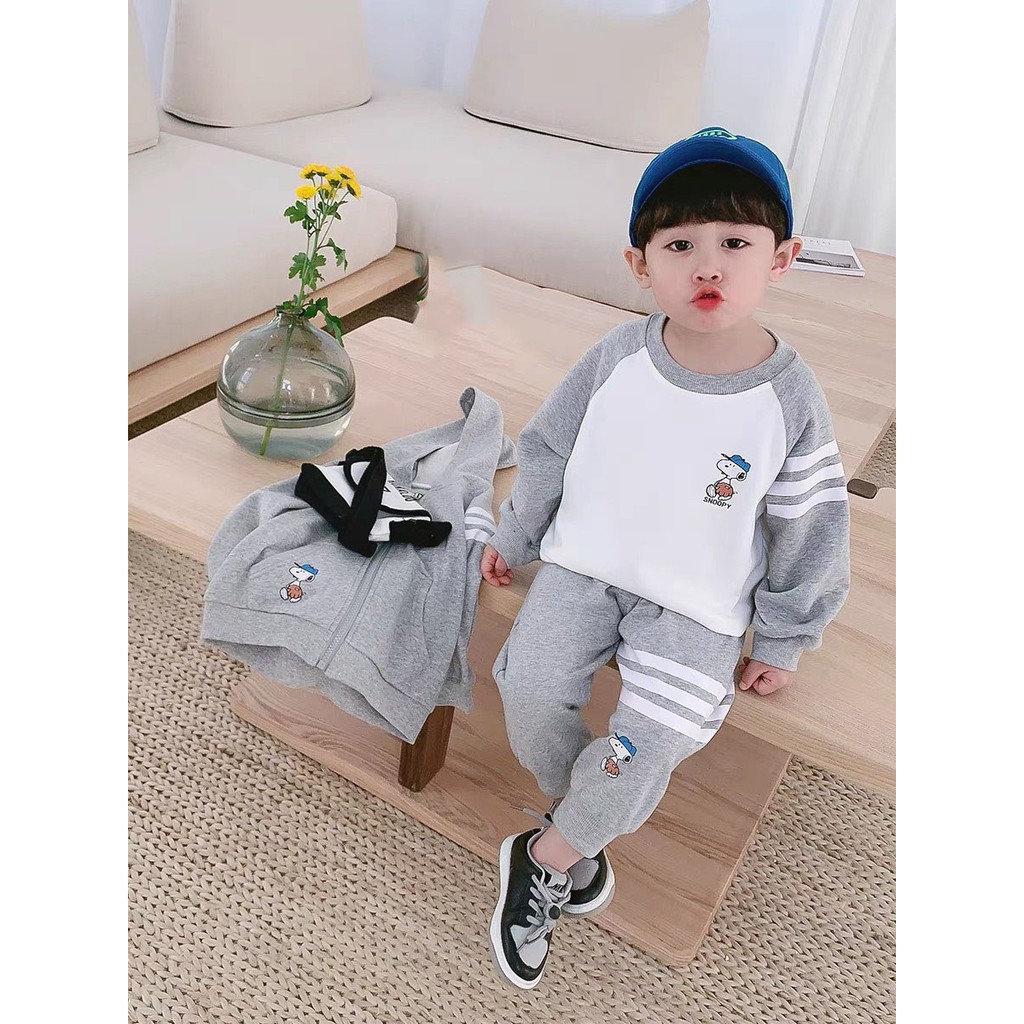 COMBO ngẫu nhiên 2 bộ quần áo trẻ em 7-17kg mẫu Snoopy + Doremon dành cho bé trai và bé gái