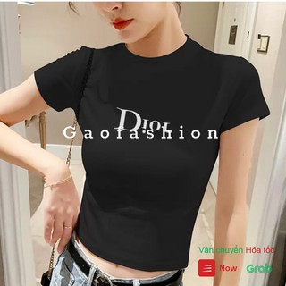 Áo thun cộc tay / áo phông dáng ôm form ôm sát / croptop thêu logo