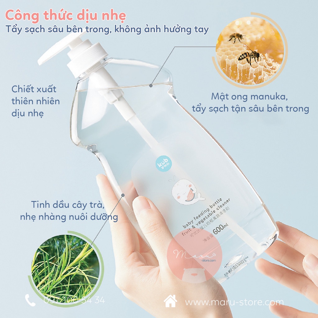 [FreeShip] Nước rửa bình sữa chuyên dụng gốc tự nhiên | Bình 600ml | KUB