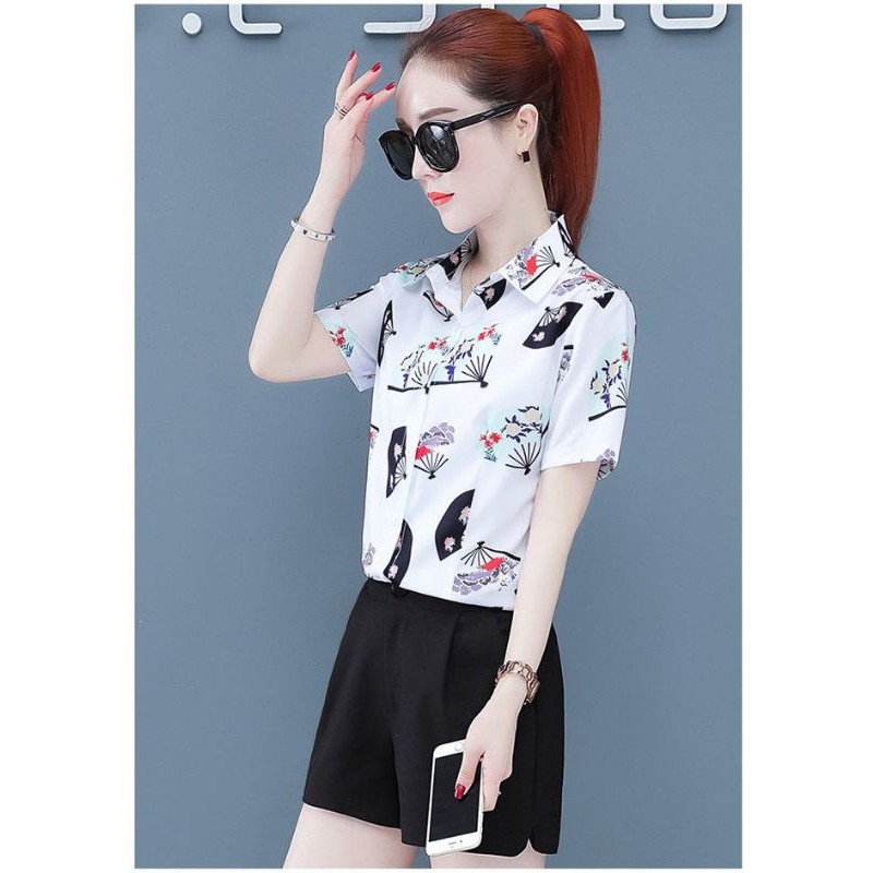Áo sơ mi nữ thiết kế họa tiết trẻ trung áo rộng đủ size s72