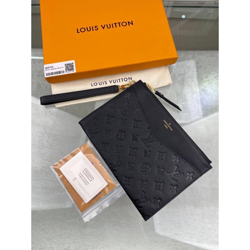 Clutch cầm tay cho nam Louis Vuitton LV da thật cao cấp dập chìm logo thương hiệu hàng vip 1-1