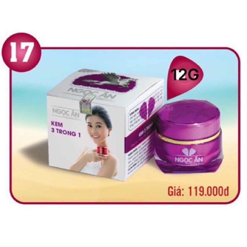 Kem NGỌC ÂN, mụn, nám, trăng da, tái tạo 12g