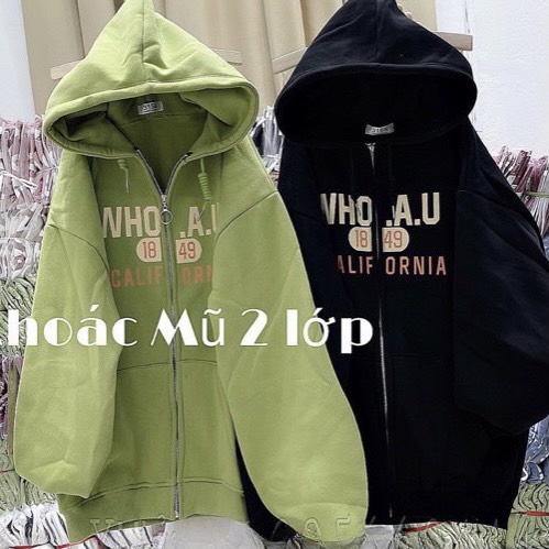 Áo nỉ nữ hoodie form rộng mũ 2 lớp siêu dài