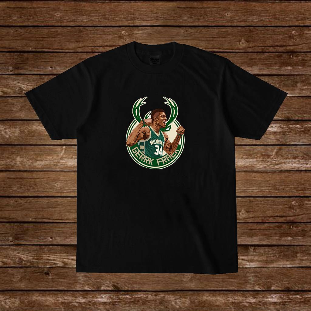 Áo thun tay ngắn in hình cầu thủ bóng rổ NBA Bucks Giannis Antetokounmpo size S-4XL