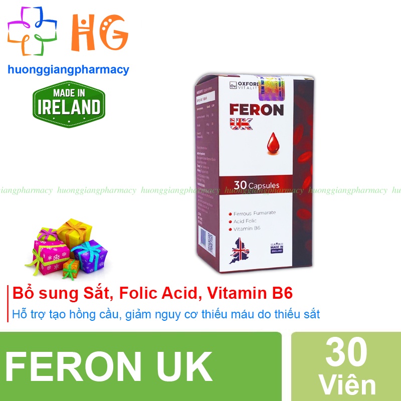 FERON UK- Viên uống bổ sung Sắt cho người trưởng thành ( Hộp 30 viên nang cứng)