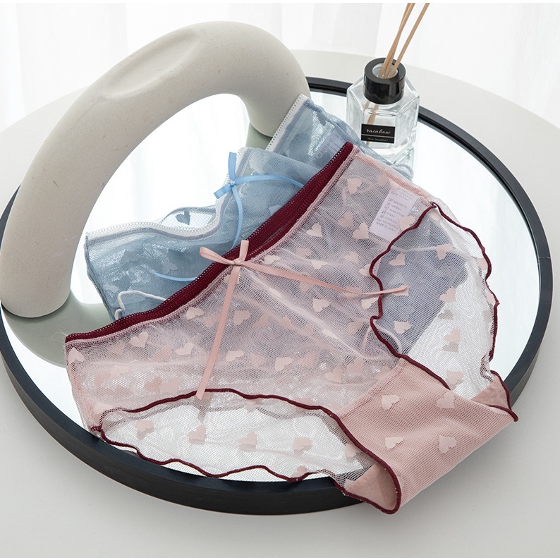 Quần Lót nữ Có Viền Sexy - Quần Lót Nữ Ren Đính Nơ Gợi Cảm Siêu Xinh AMYBRA L006