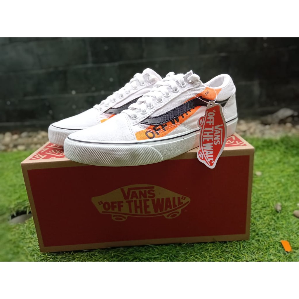 Giày Thể Thao Trắng Đen 100% Real Pict Off White X Vans Oldskool