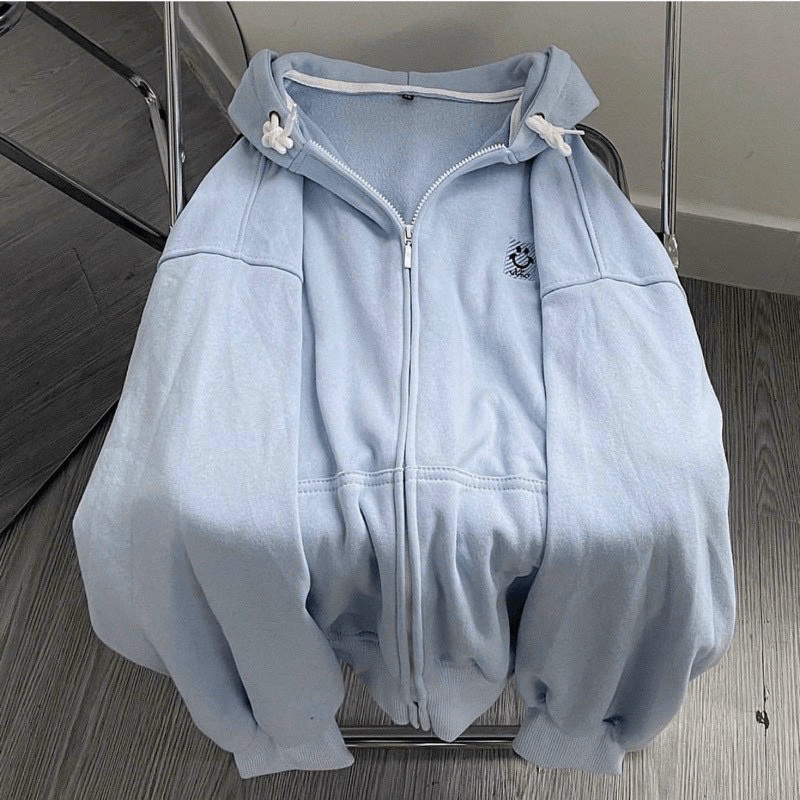FREE SHIP ÁO KHOÁC NỈ TAY BỒNG HOODIE CHẤT PE MỀM MỊN THOÁNG MÁT THÊU MẶT CƯỜI Thời Trang HHP Fashion