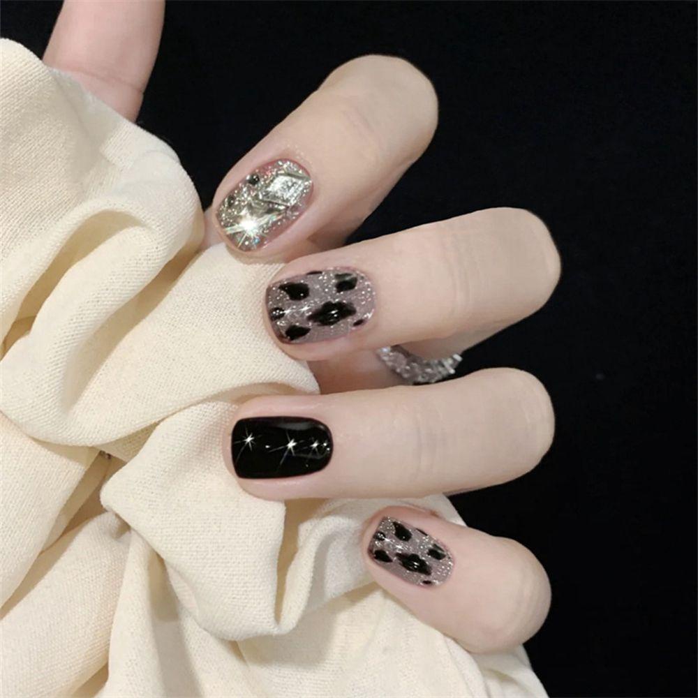 MIHAN1 Hộp 24 Móng Tay Giả Đầu Tròn / Vuông Che Phủ Toàn Diện