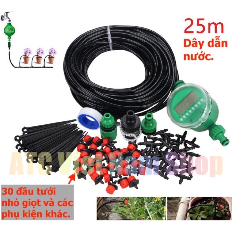 Set tưới cây tự động(30 đầu tưới, 25m dây dẫn,1 van điều khiển & nhiều phụ kiện đi kèm)