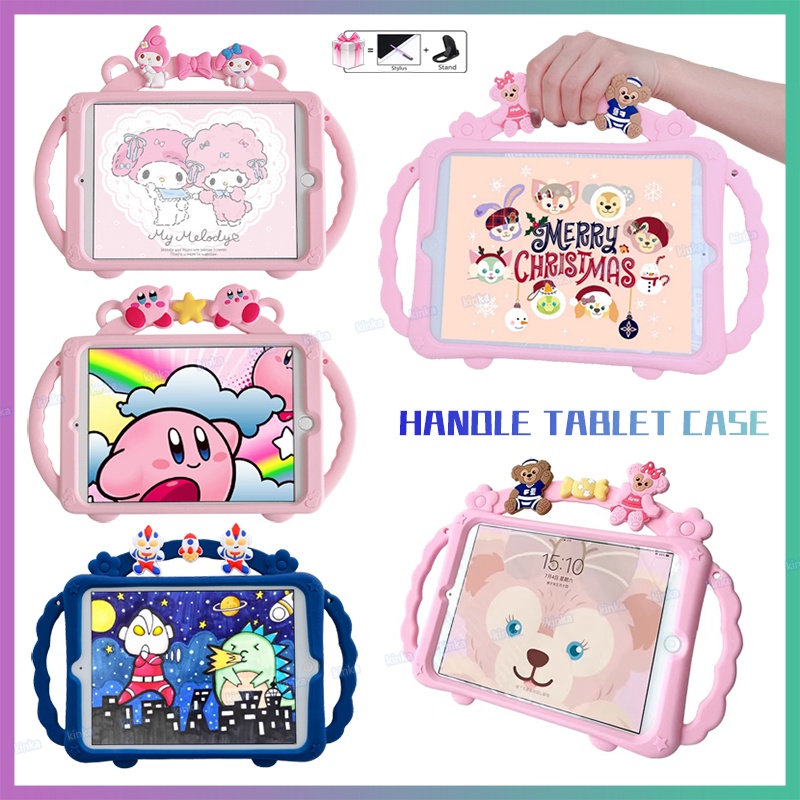 Kids Safe Lanyard Cute Cartoon Silicone Shockproof Duffy Bear Melody Rabbit Kirby Elf Tablet Case Cover Stand Protective Shell Case for new ipad mini air pro 1 2 3 4 5 6 7 8 9 9.7 10.2 10.5 10.9 11 2017 2018 2019 2020 2021 2022