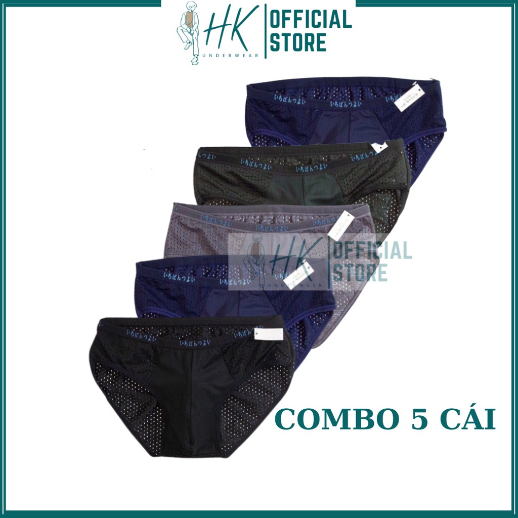 Quần Lót Nam Lưới Thông Hơi Combo 5 Cái, Sịp Nam Lưới Thông Hơi Thoáng Khí HK MJ02.