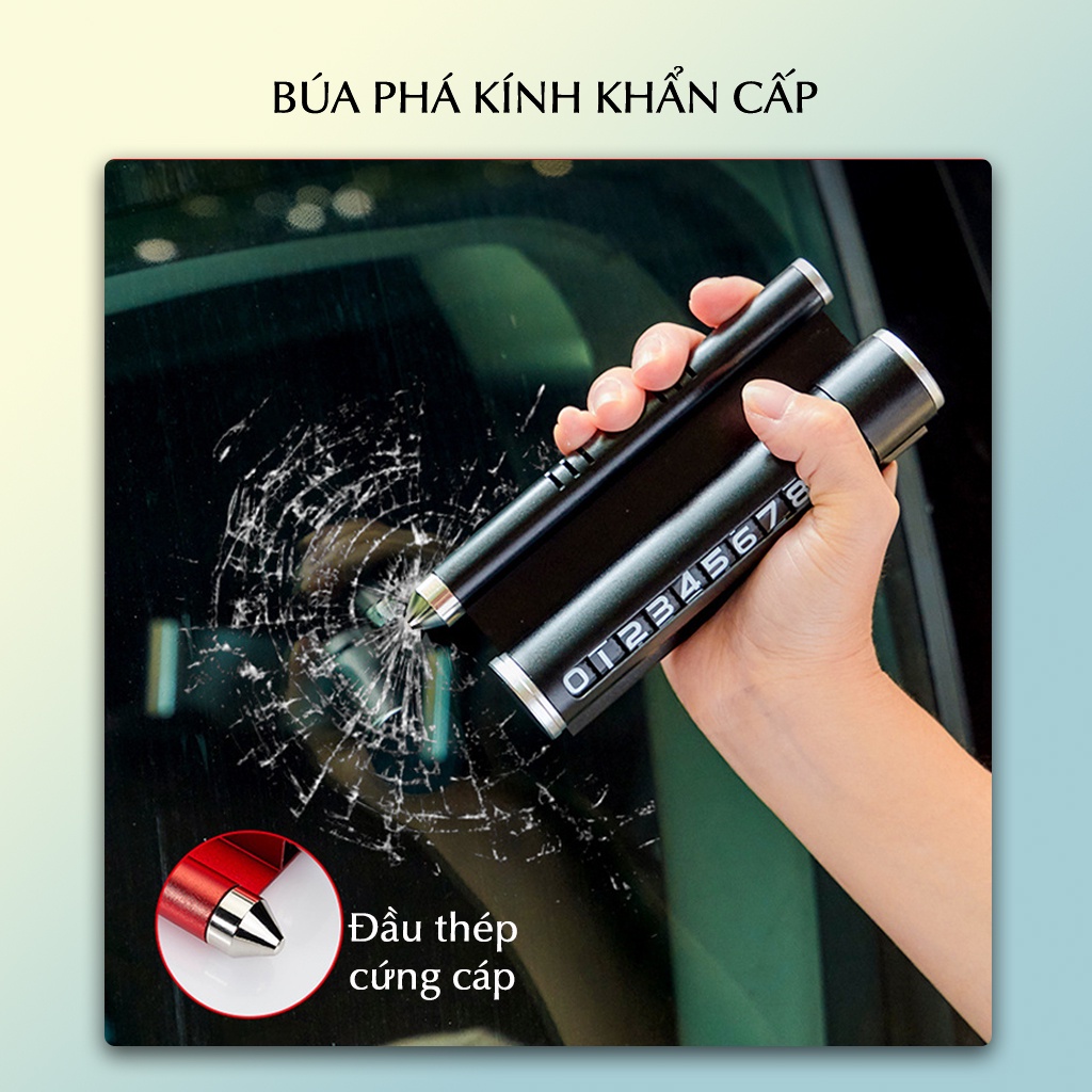 Bảng ghi số điện thoại ô tô hợp kim nhôm TinTin Autocare đa chức năng 4 trong 1 thẻ đỗ xe giá đỡ điện thoại phá kính