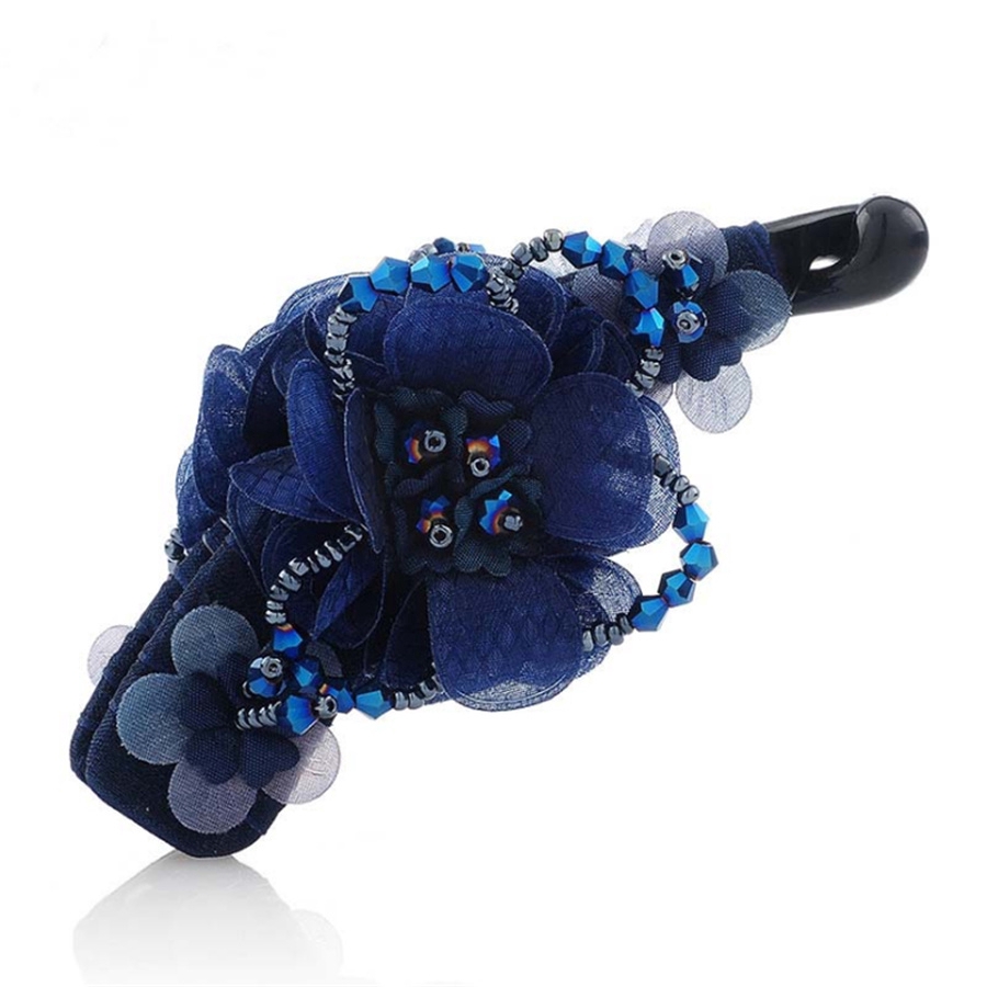 Kẹp tóc phối ren hoa dệt bằng tay có xâu hạt thời trang Hàn Quốc