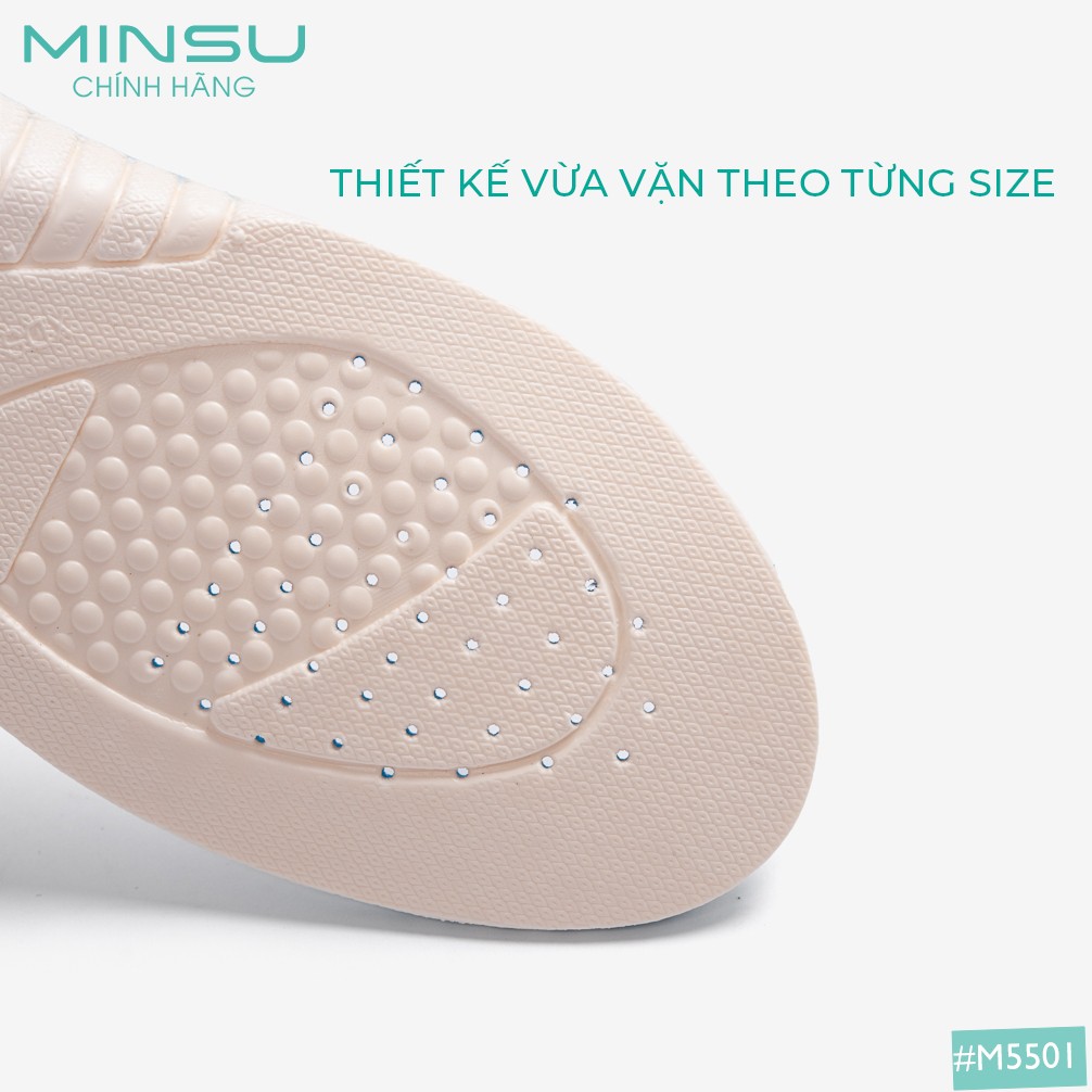 Lót Giày Thể Thao Sneaker Độn Đế Tăng Chiều Cao Nam Nữ MINSU M5501 Khử Mùi Thoáng Khí Chống Hôi Chân