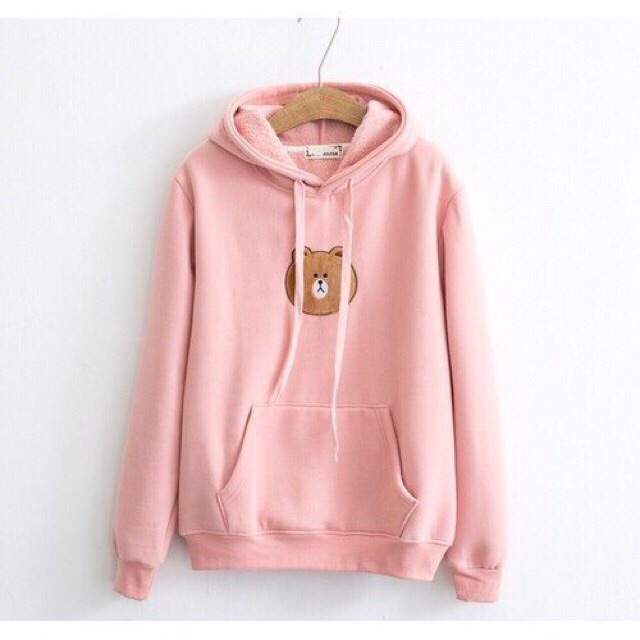 Áo hoodie hình chú gấu , Áo khoác chồng cổ có nón nhiều màu