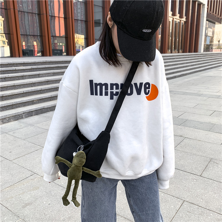 Túi vải canvas IELGY dạng vuông ngang thời trang phong cách Hàn Quốc cho nữ