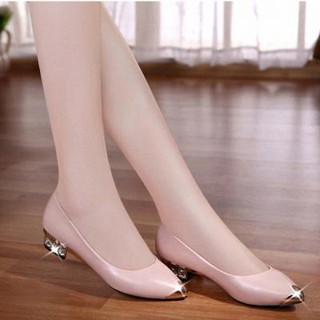Giày Búp Bê Da Đế Đính Đá