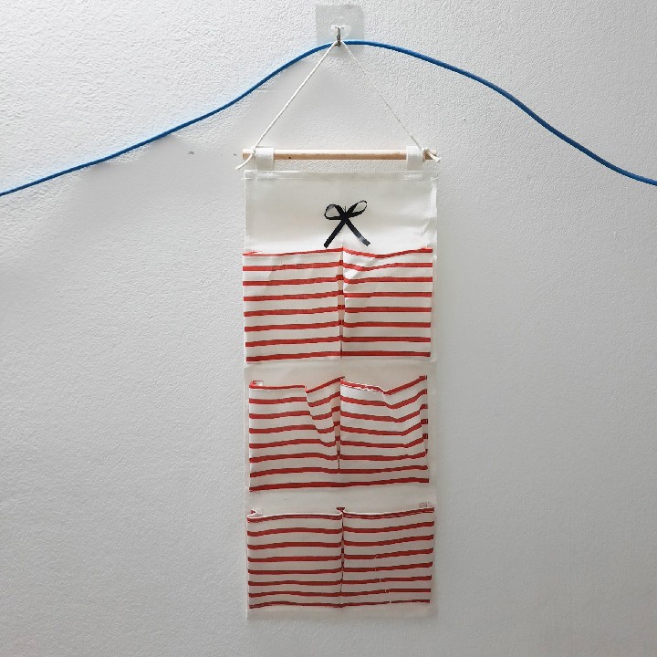 Túi vải đựng đồ treo tường kẻ sọc ngang 8 ngăn