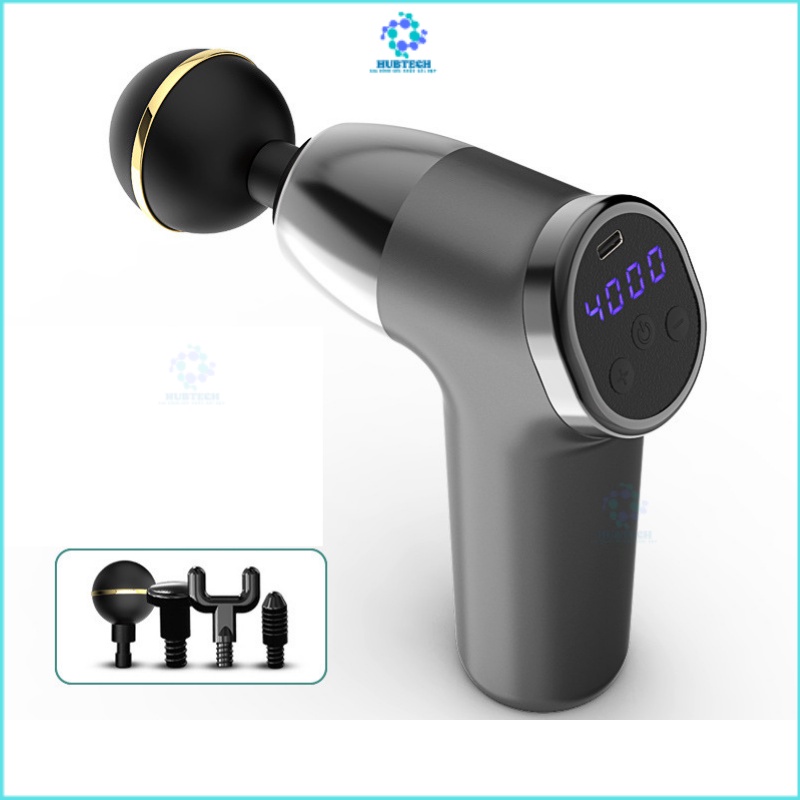 Máy massage cầm tay mini Rohs KH525 20 Cấp Độ Kèm 4 Đầu Massage màn hình hiển thị số